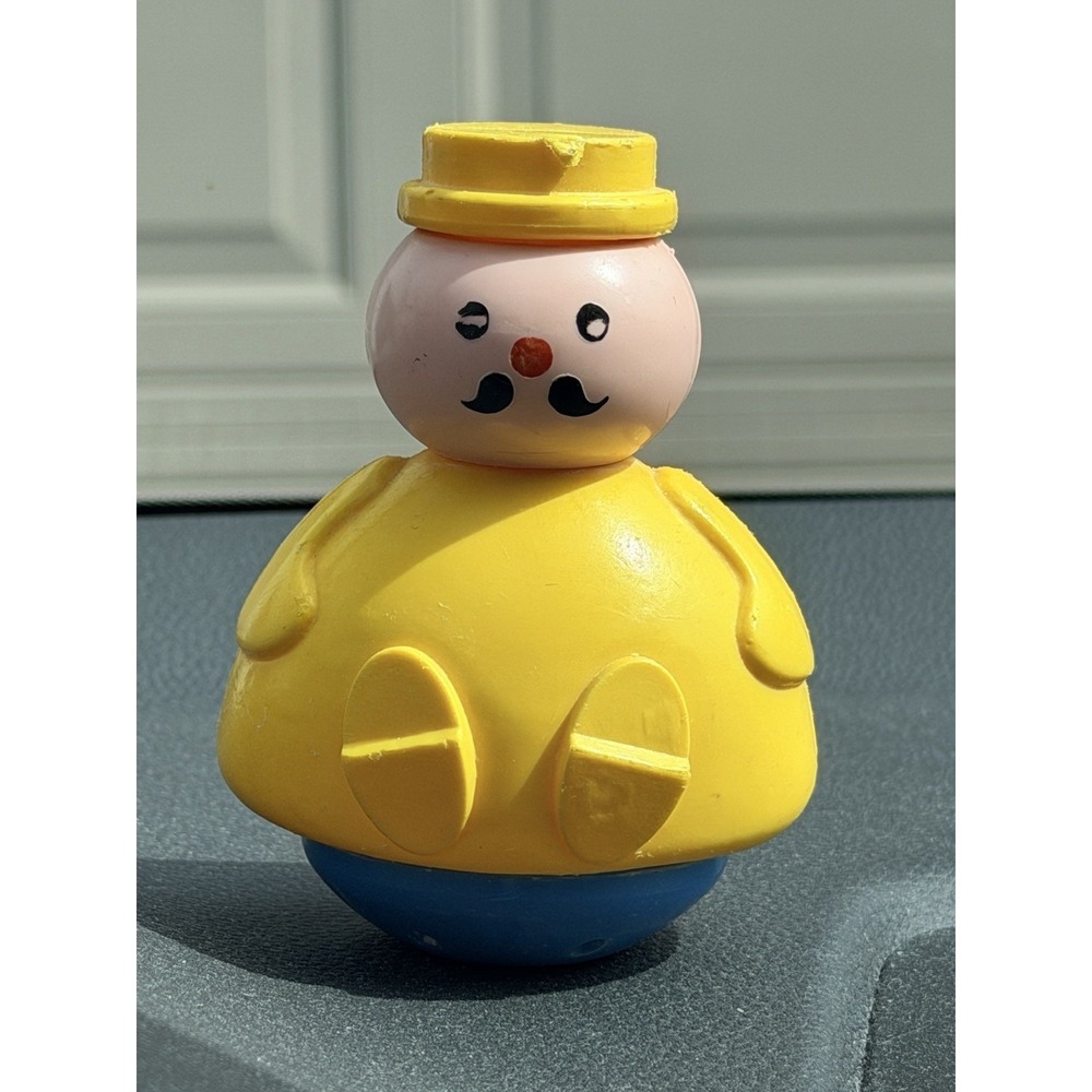 Vtg Fisher Price Roly Poly Weeble Wobble Figures: Butcher Replacement 3 Men Tub